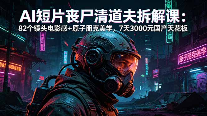AI短片《丧尸清道夫》拆解课：82个镜头电影感+原子朋克美学，7天3000元国产天花板-万象聊项目