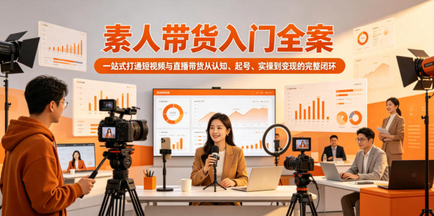素人带货入门全案，一站式打通短视频与直播带货从认知、起号、实操到变现的完整闭环-万象聊项目