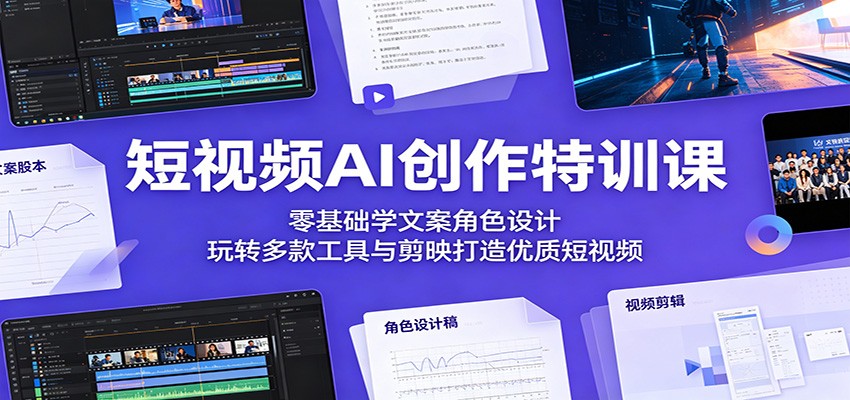 短视频AI创作特训课：零基础学文案角色设计，玩转多款工具与剪映打造优质短视频-万象聊项目