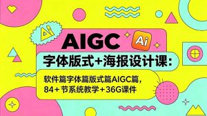AIGC字体版式+海报设计课：软件篇字体篇版式篇AIGC篇，系统教学+36G课件-万象聊项目