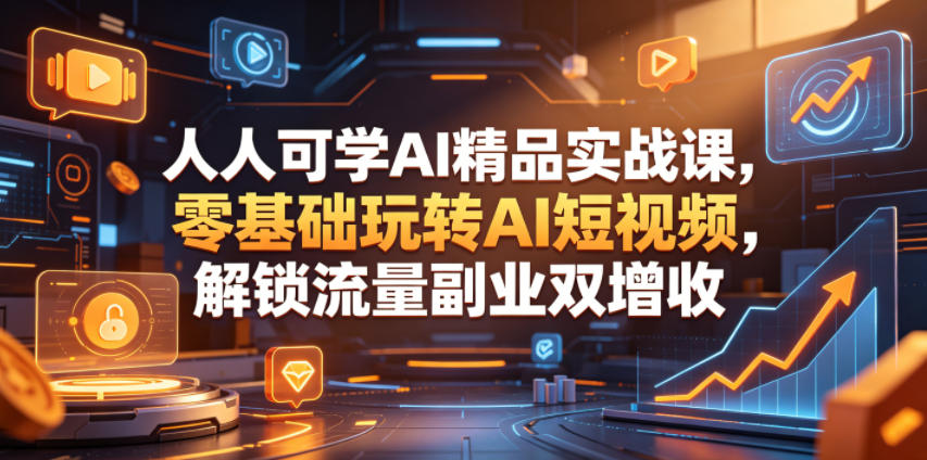 人人可学AI精品实战课，零基础玩转AI短视频，解锁流量副业双增收-万象聊项目