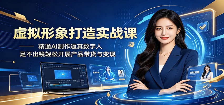 虚拟形象打造实战课：精通AI制作逼真数字人，足不出镜轻松开展产品带货与变现-万象聊项目