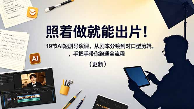 照着做就能出片！19节AI短剧导演课，从剧本分镜到对口型剪辑，手把手带你跑通全流程(更新-万象聊项目