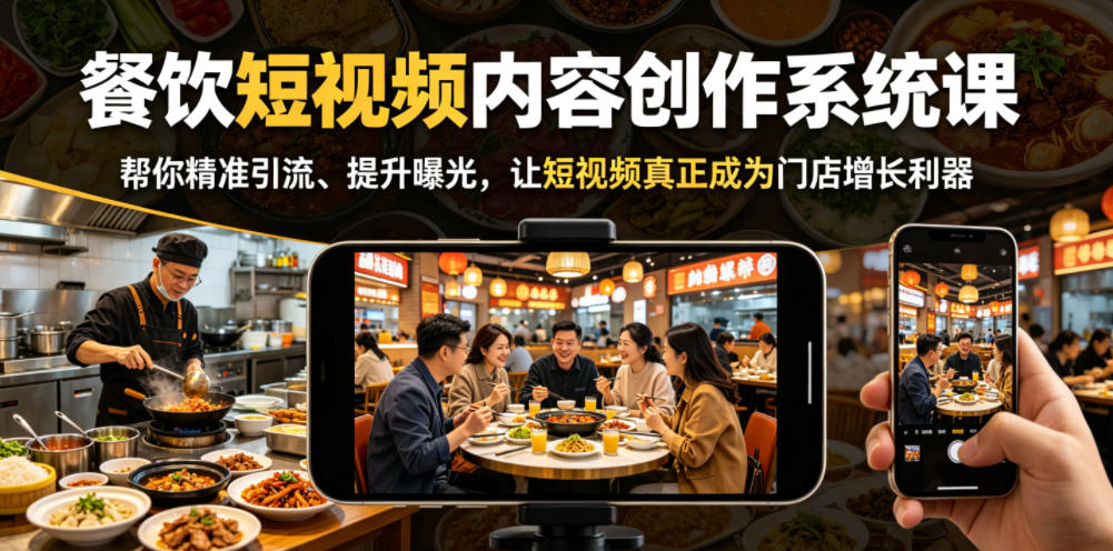 餐饮短视频内容创作系统课，帮你精准引流、提升曝光，让短视频真正成为门店增长利器-万象聊项目