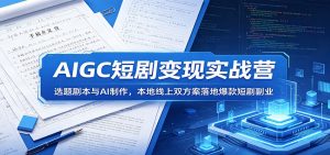 AIGC短剧变现实战营：选题剧本与AI制作，本地线上双方案落地爆款短剧副业-万象聊项目