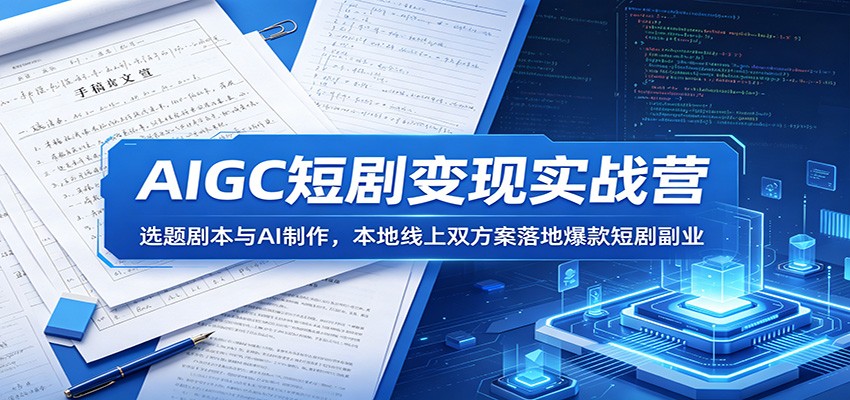 AIGC短剧变现实战营：选题剧本与AI制作，本地线上双方案落地爆款短剧副业-万象聊项目