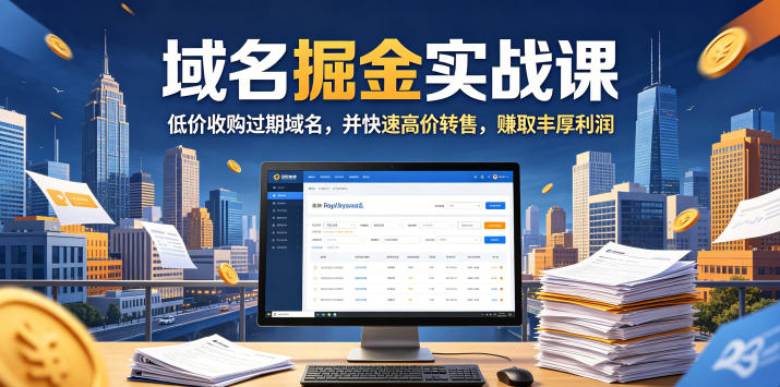 域名交易掘金实战课，低价收购过期域名，并快速高价转售，賺取丰厚利润【原创双语字幕】-万象聊项目