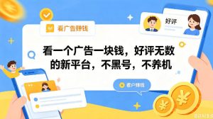看一个广告一块钱，好评无数的新平台，不黑号，不养机，一撸几十块钱还是不错的【揭秘】-万象聊项目