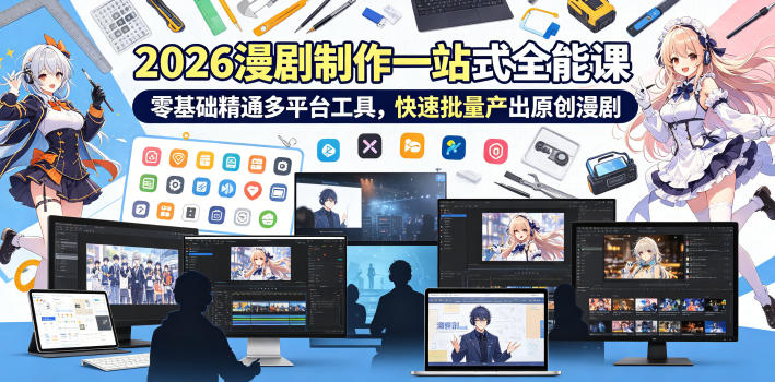 2026 AI漫剧制作一站式全能课，零基础精通多平台工具，快速批量产出原创漫剧-万象聊项目
