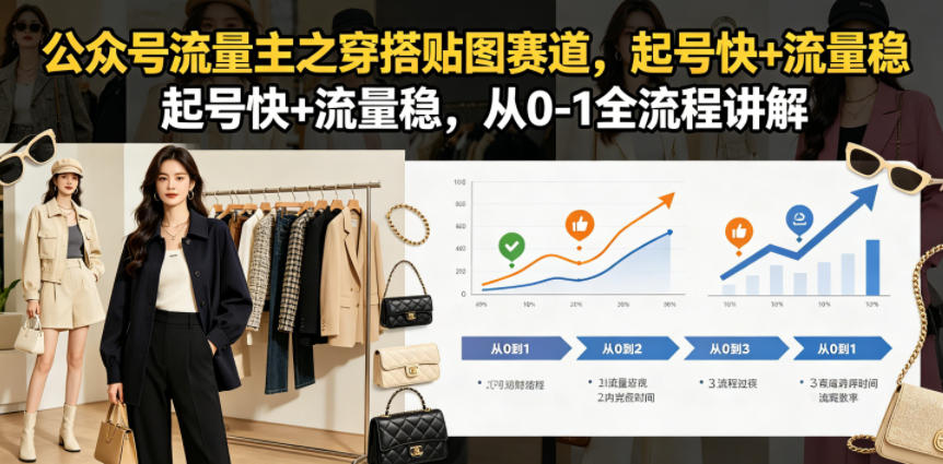 公众号流量主之穿搭贴图赛道，起号快+流量稳，从0-1全流程讲解-万象聊项目