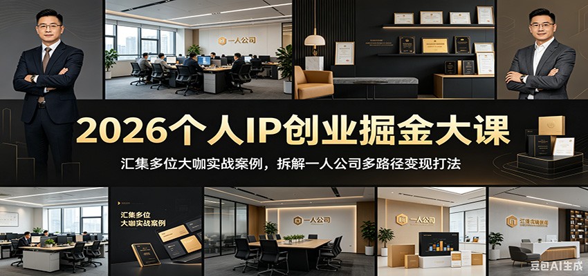 2026个人IP创业掘金大课：汇集多位大咖实战案例，拆解一人公司多路径变现打法-万象聊项目