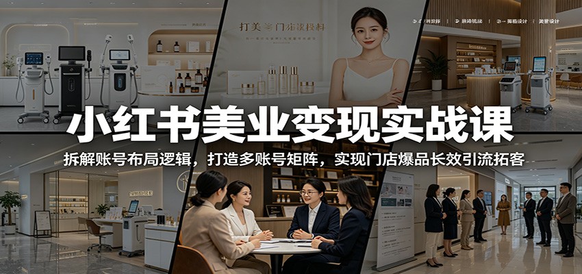 小红书美业变现实战课：拆解账号布局逻辑，打造多账号矩阵，实现门店爆品长效引流拓客-万象聊项目
