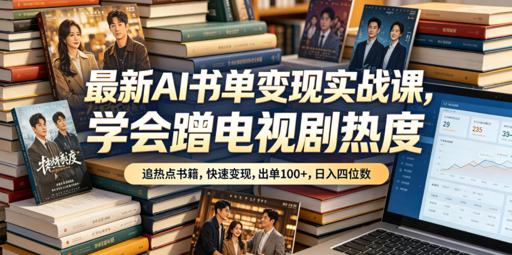最新AI书单变现实战课，学会蹭电视剧热度，追热点书籍，快速变现，出单100+，日入四位数-万象聊项目