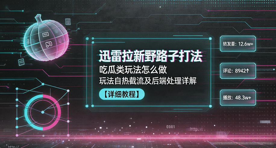 迅雷拉新野路子打法，吃瓜类玩法怎么做，玩法自热截流及后端处理详解-万象聊项目