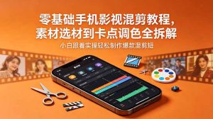 零基础手机影视混剪教程，素材选材到卡点调色全拆解，小白跟着实操轻松制作爆款混剪短片-万象聊项目
