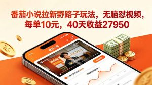 番茄小说拉新野路子玩法，无脑怼视频，每单10元，40天收益27950-万象聊项目