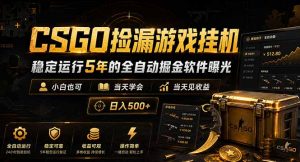 CSGO捡漏游戏挂机，稳定运行5年的全自动掘金软件曝光，小白也可当天学会，当天见收益，日入500+-万象聊项目