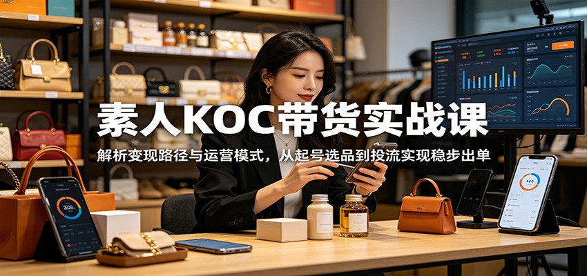素人KOC带货实战课：解析变现路径与运营模式，从起号选品到投流实现稳步出单-万象聊项目
