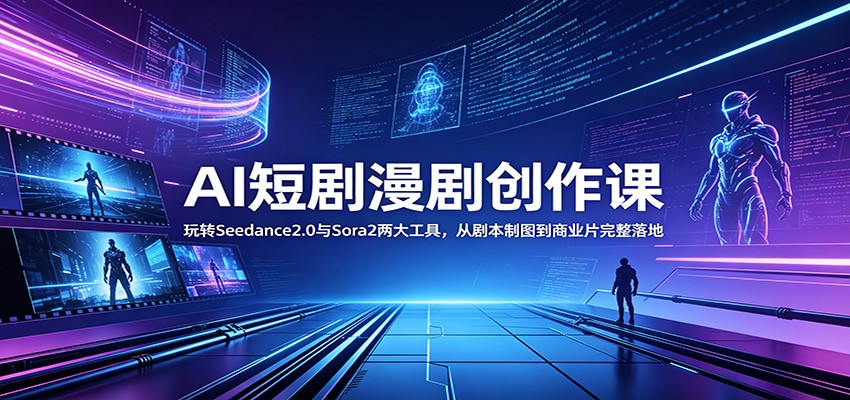 AI短剧漫剧创作课：玩转Seedance2.0与 Sora2两大工具，从剧本制图到商业片完整落地-万象聊项目