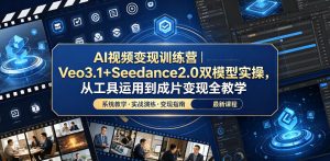 AI视频变现训练营｜Veo3.1+Seedance2.0双模型实操，从工具运用到成片变现全教学-万象聊项目