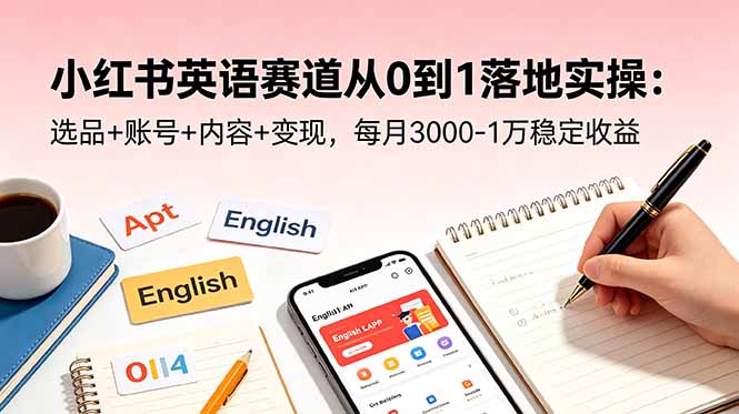 小红书英语赛道从0到1落地实操：选品+账号+内容+变现，每月3000-1万稳定收益-万象聊项目