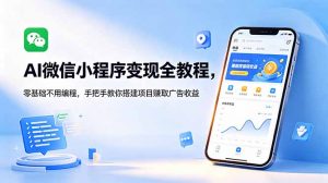 AI微信小程序变现全教程，零基础不用编程，手把手教你搭建项目赚取广告收益-万象聊项目