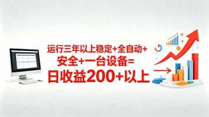 三年以上稳定+全自动+安全+一台设备=日收益200+-万象聊项目