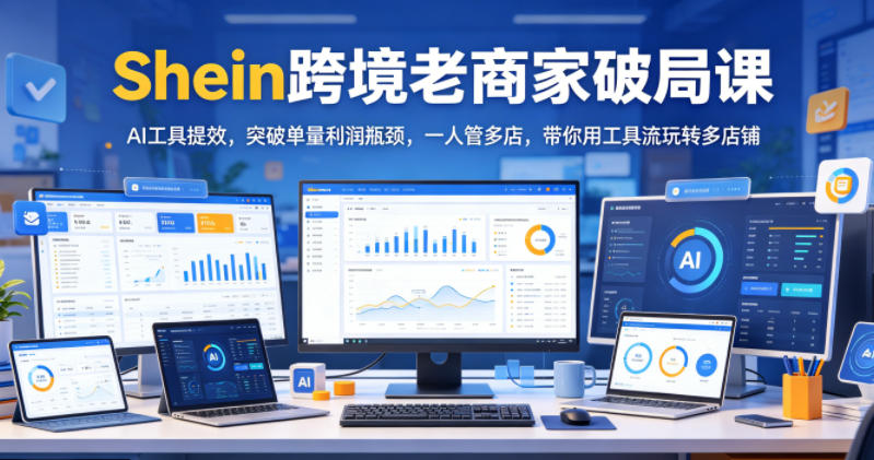 Shein跨境老商家破局课，AI工具提效，突破单量利润瓶颈，一人管多店，带你用工具流玩转多店铺-万象聊项目