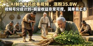 AI制作中药故事视频，涨粉35.8W，视频号分成计划+橱窗收益非常可观，简单易上手-万象聊项目