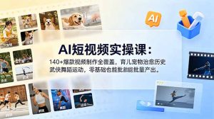 AI短视频实操课：140+爆款视频制作全覆盖，育儿宠物治愈历史武侠舞蹈运动，零基础也能批量产出-万象聊项目