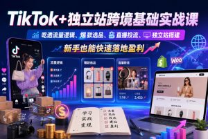 TikTok+独立站跨境基础实战课，吃透流量逻辑、爆款选品、直播投流与独立站搭建，新手也能快速落地盈利-万象聊项目