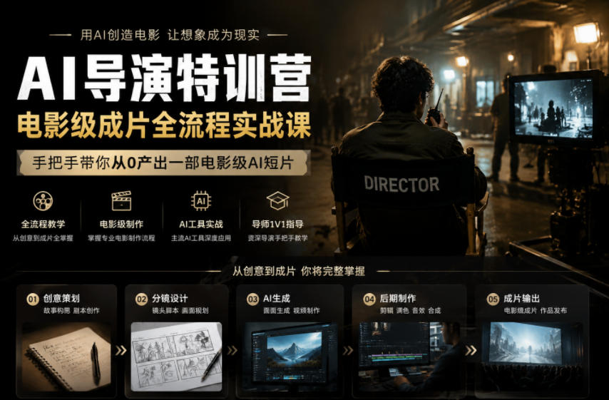 AI导演特训营，电影级成片全流程实战课，手把手带你从0产出一部电影级AI短片-万象聊项目