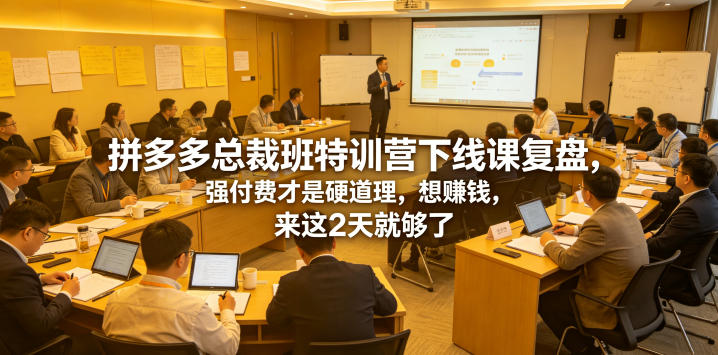 拼多多总裁班特训营下线课复盘，强付费才是硬道理，想賺钱，来这2天就够了-万象聊项目