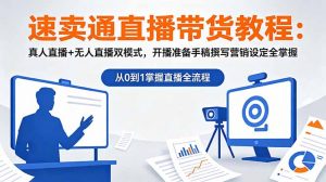 速卖通直播带货教程：真人直播+无人直播双模式，开播准备手稿撰写营销设定全掌握-万象聊项目