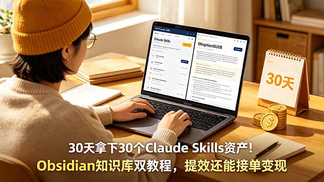 30天拿下30个Claude Skills资产！Obsidian知识库双教程，提效还能接单变现-万象聊项目