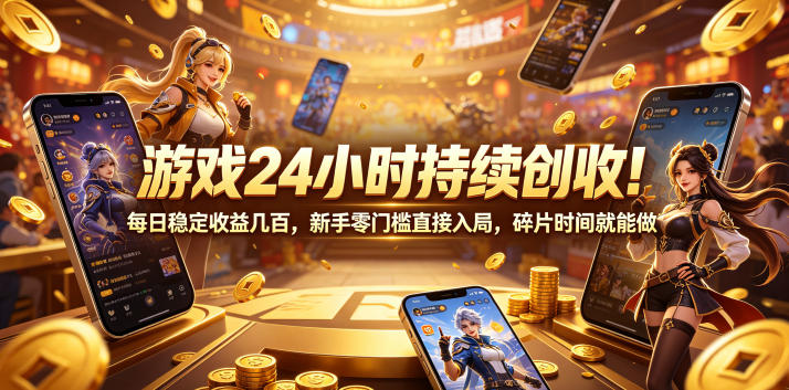 游戏24小时持续创收！每日稳定收益几百，新手零门槛直接入局，碎片时间就能做【揭秘】-万象聊项目