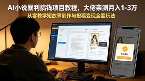 AI小说暴利搞钱项目教程，大佬亲测月入1-3万，从零教学短故事创作与投稿变现全套玩法-万象聊项目