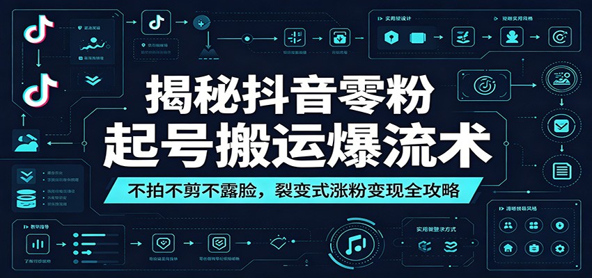 揭秘抖音零粉起号搬运爆流术：不拍不剪不露脸，裂变式涨粉变现全攻略-万象聊项目