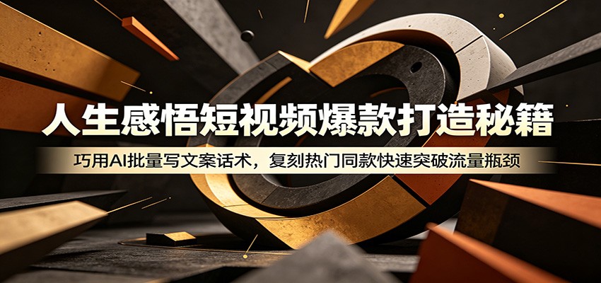 人生感悟短视频爆款打造秘籍：巧用A 批量写文案话术，复刻热门同款快速突破流量瓶颈-万象聊项目