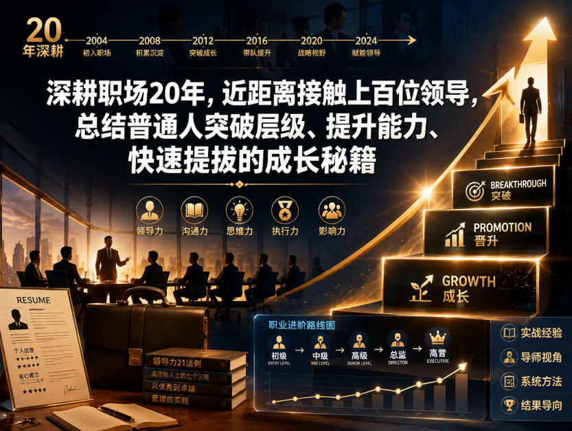 付费文章：深耕职场20年，近距离接触上百位领导，总结普通人突破层级、提升能力、快速提拔的成长秘籍(全网独家干货)-万象聊项目