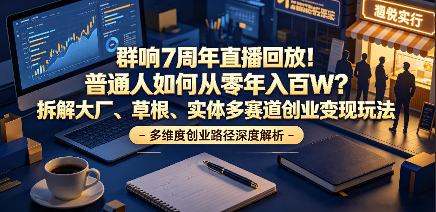 群响7周年直播回放！普通人如何从零年入百W？拆解大厂、草根、实体多赛道创业变现玩法-万象聊项目