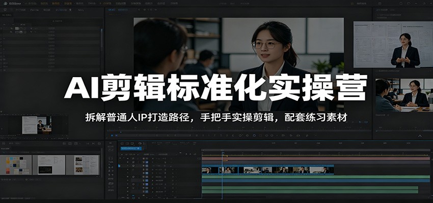 AI剪辑标准化实操营：拆解普通人IP打造路径，手把手实操剪辑，配套练习素材-万象聊项目