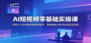 AI短视频零基础实操课：多款AI工具创意视频案例教学，掌握剪辑与账号全套变现流程-万象聊项目