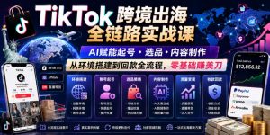 TikTok跨境出海全链路实战课，AI赋能起号・选品・内容制作，从环境搭建到回款全流程，零基础賺美刀-万象聊项目