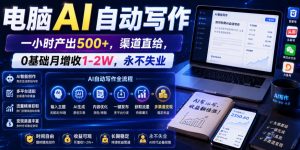 电脑AI自动写作，一小时产出500+，渠道直给，0基础月增收1-2W，永不失业【揭秘】-万象聊项目