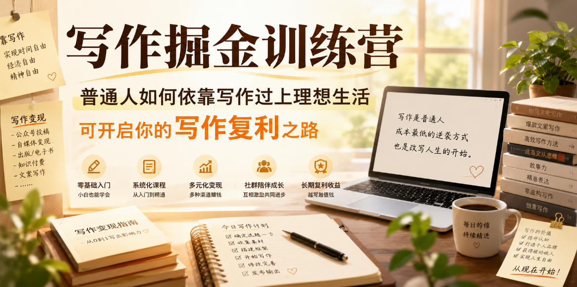 写作掘金训练营，普通人如何依靠写作过上理想生活，可开启你的写作复利之路(更新6月)-万象聊项目
