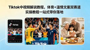 Tiktok中视频解说教程，体育+温情文案双赛道实操教程一站式带你落地-万象聊项目