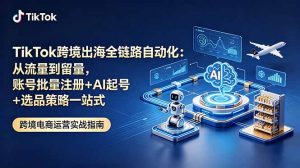 TikTok跨境出海全链路自动化：从流量到留量，账号批量注册+AI起号+选品策略一站式-万象聊项目