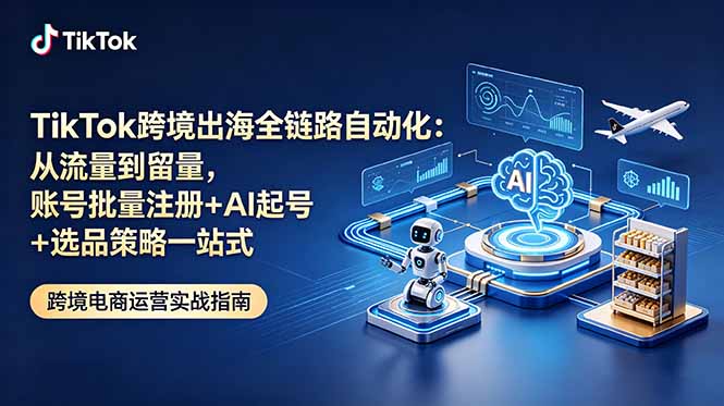TikTok跨境出海全链路自动化：从流量到留量，账号批量注册+AI起号+选品策略一站式-万象聊项目
