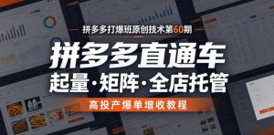 拼多多打爆班原创技术第60期，拼多多直通车，起量・矩阵・全店托管，高投产爆单增收教程-万象聊项目